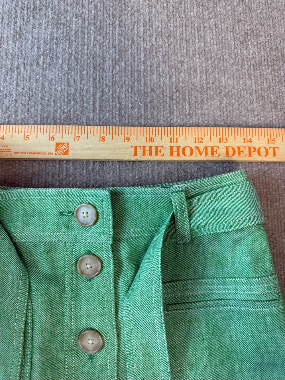 J. Crew Mint Green Linen Blend Button-Front Utility Style Pockets Safari Skirt - Picture 3 of 10